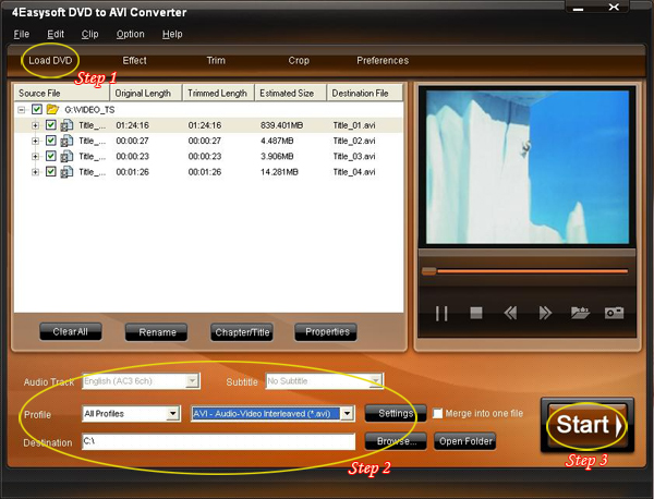 DVD to AVI Suite Steps