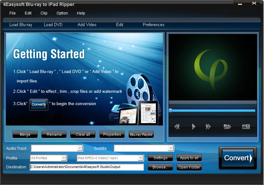 Click to view 4Easysoft Blu-ray to iPad Ripper 4.1.38 screenshot