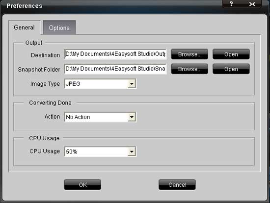 Archos Video Converter - preferences