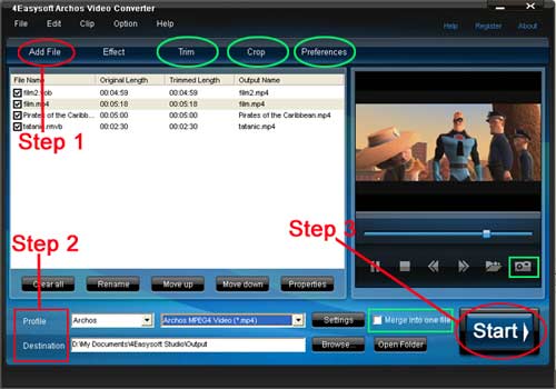 Convert video to Archos