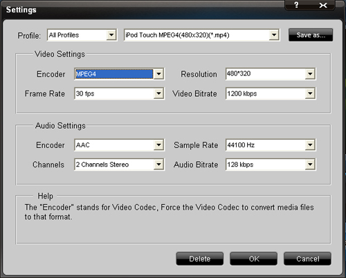 iPod video converter setting