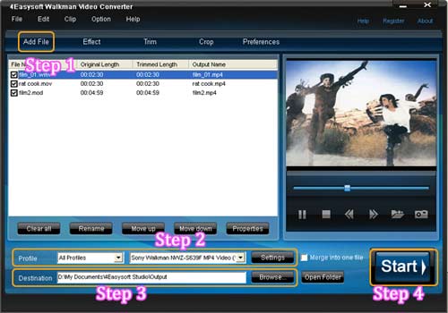 Walkman video converter steps