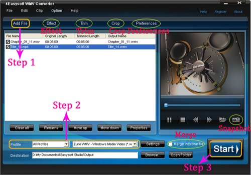 WMV converter steps