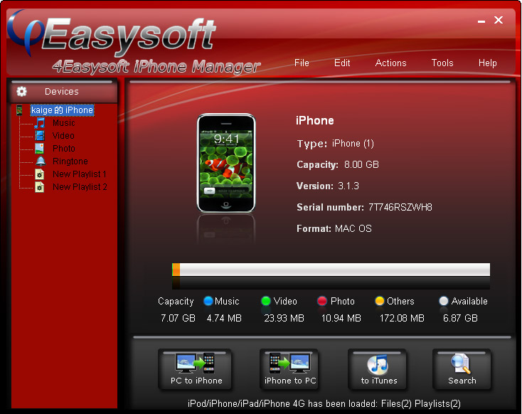 4Easysoft iPhone Manager 4.0.30 screenshot