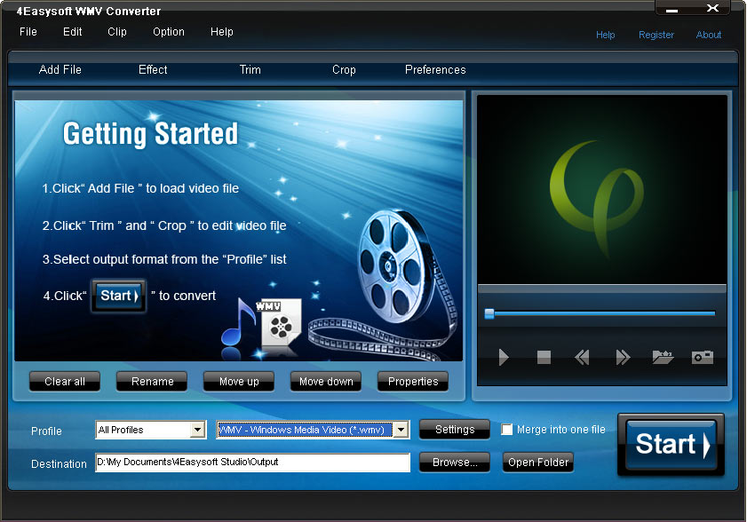 Convert common video formats to WMV with the best quality of picture and sound.